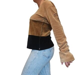 Vintage Sonia Rykiel Paris Womens Velour Sweater Colorblock Pattern Size Medium